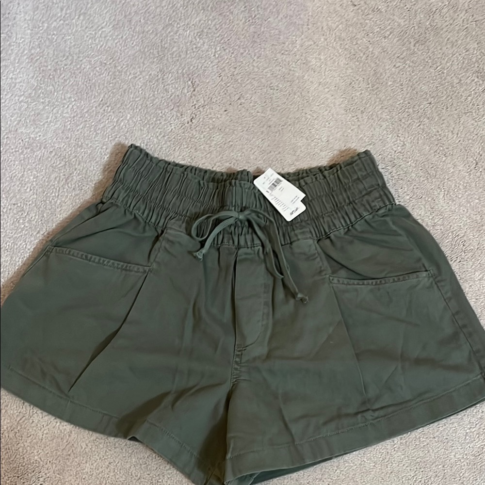 Aerie High Waist Green Shorts with Elastic Waistband